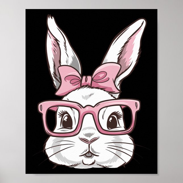 Bunny Face With Pink Sungles Bow Tie Easter Day Gi Poster (Front)