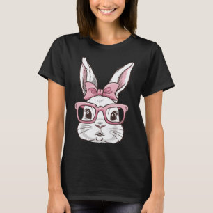 Bunny Face With Pink Sungles Bow Tie Easter Day Gi T-Shirt