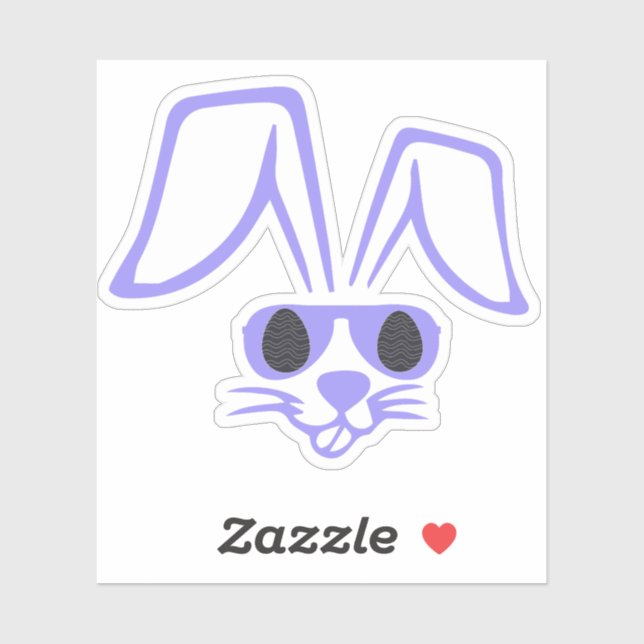 Bunny Face With Shades Funny Easter Boys Men Kids Sticker (Sheet)