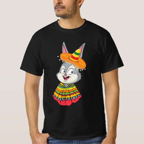 Bunny Face With Sombrero Hat Cinco De Mayo Easter  T_Shirt