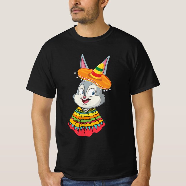 Bunny Face With Sombrero Hat Cinco De Mayo Easter  T-Shirt (Front)