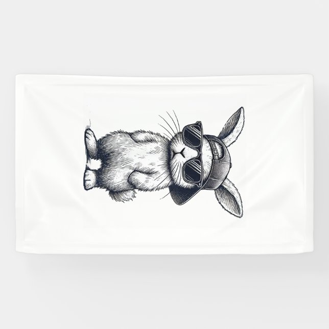 Bunny Face with Sunglasses Cap Easter Day for Boys Banner (Horizontal)