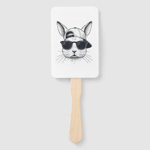Bunny Face with Sunglasses Cap Easter Day for Boys Hand Fan