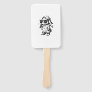 Bunny Face With Sunglasses Cap Easter Day for Boys Hand Fan