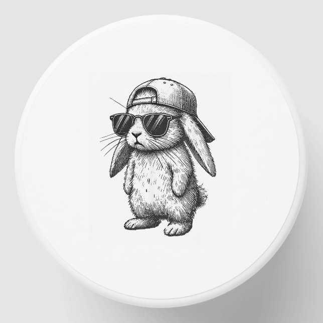Bunny Face With Sunglasses Cap Easter Day for Boys Mini Candle Favors (Front)