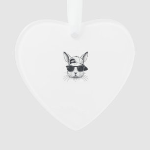Bunny Face with Sunglasses Cap Easter Day for Boys Ornament