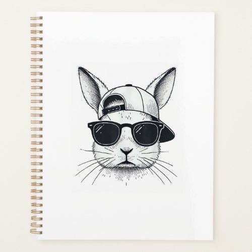 Bunny Face with Sunglasses Cap Easter Day for Boys Planner