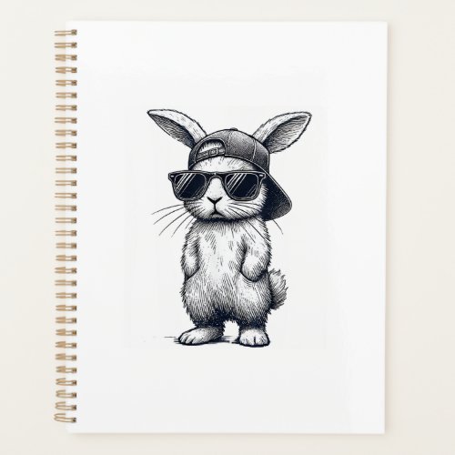 Bunny Face with Sunglasses Cap Easter Day for Boys Planner