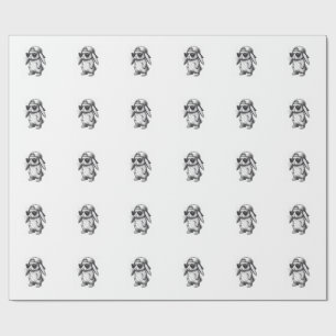Bunny Face With Sunglasses Cap Easter Day for Boys Wrapping Paper