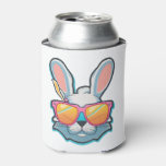 bunny face with sunglasses easter day  can cooler