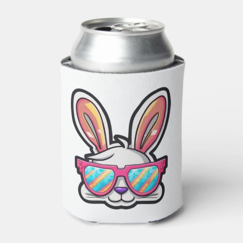 bunny face with sunglasses easter day   can cooler