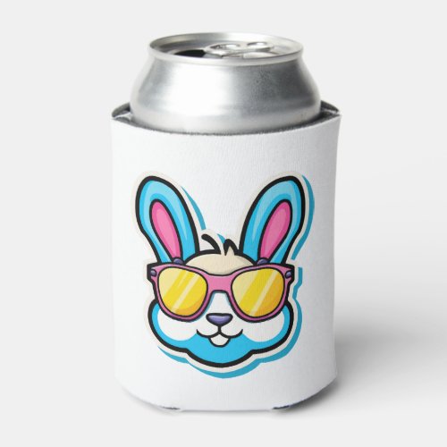 bunny face with sunglasses easter day can cooler