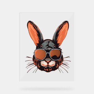 Bunny Face With Sunglasses Easter Day For Boys Men Acrylic Sign