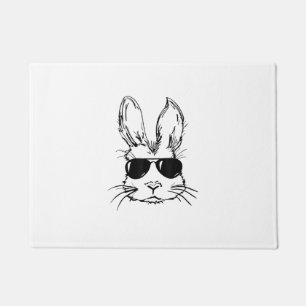 Bunny Face With Sunglasses Easter Day for Boys Men Doormat