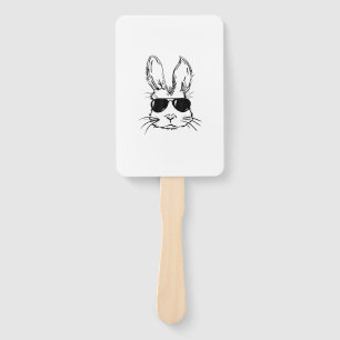 Bunny Face With Sunglasses Easter Day for Boys Men Hand Fan