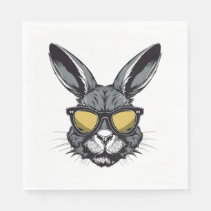 Bunny Face With Sunglasses Easter Day For Boys Men Napkins