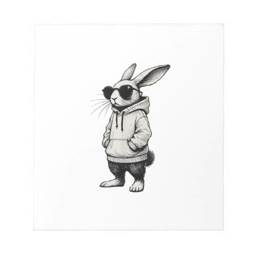Bunny Face with Sunglasses Easter Day for Boys Men Notepad