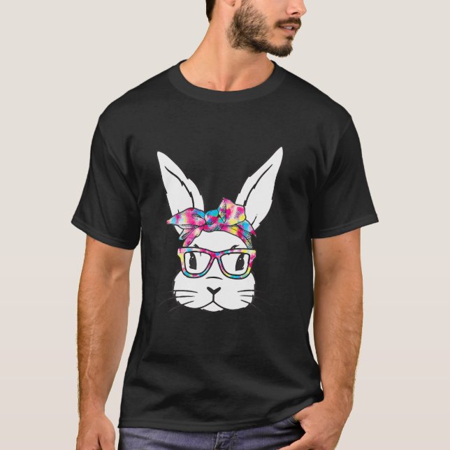 Bunny Face With Sunglasses Easter Day For Boys Men T-Shirt (Front)