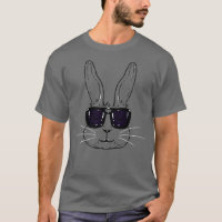 Bunny Face With Sunglasses Easter Day For Boys Men T-Shirt