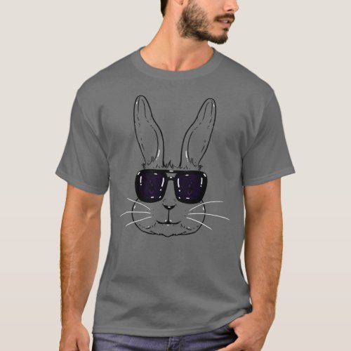 Bunny Face With Sunglasses Easter Day For Boys Men T_Shirt