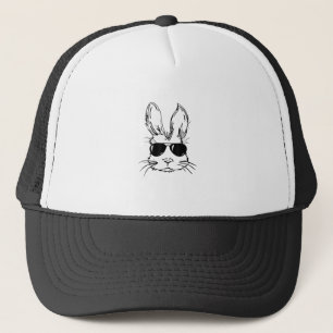 Bunny Face With Sunglasses Easter Day for Boys Men Trucker Hat