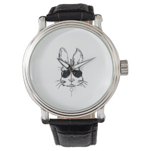 Bunny Face With Sunglasses Easter Day for Boys Men Watch