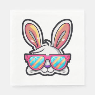 bunny face with sunglasses easter day   napkins