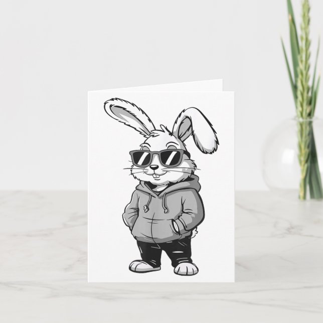 Bunny Face With Sunglasses Easter Day Rabbit Men B Card (Front)