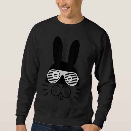 Bunny Face With Sunglasses For Boys Men Kids Easte Sweatshirt