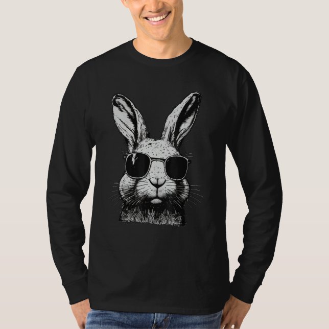 Bunny Face With Sunglasses For Boys Men Kids Easte T-Shirt (Front)