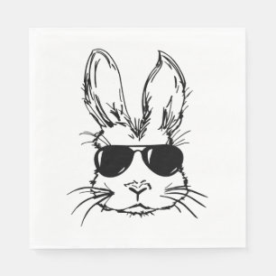 Bunny Face With Sunglasses For Easter Day Napkins