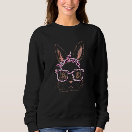 Bunny Face With Sunglasses For Women Girl Kids Eas Sweatshirt