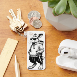 Bunny Face With Sunglasses Happy Easter Day Keychain
