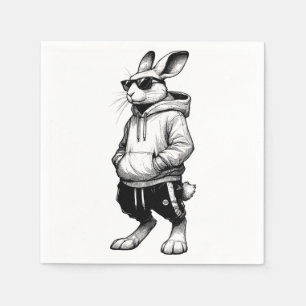 Bunny Face With Sunglasses Happy Easter Day Napkins