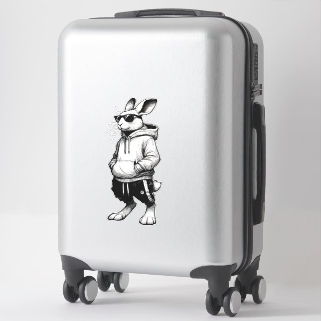 Bunny Face With Sunglasses Happy Easter Day Sticker (Suitcase)