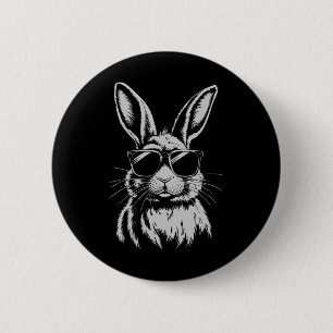 Bunny Face With Sungles For Boys Men Kids Easter D Button
