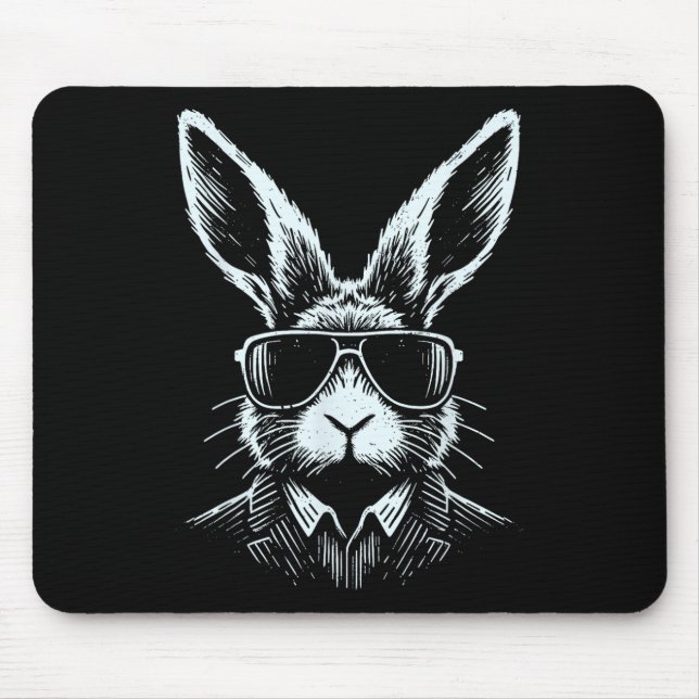 Bunny Face With Sungles For Boys Men Kids Easter D Mouse Pad (Front)