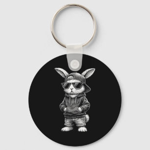 Bunny Face With Sungles Funny Easter Day For Boys Keychain