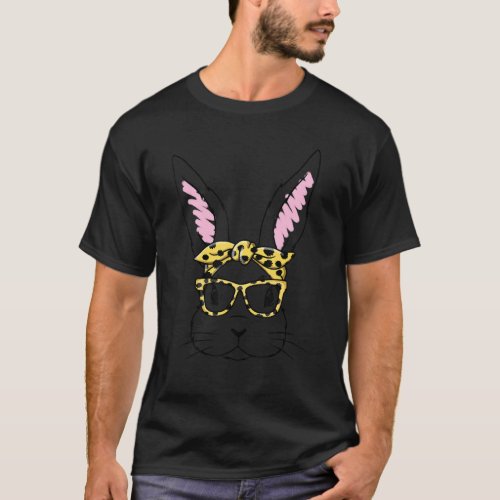 Bunny Face Yellow Glasses Headband Happy Easter Da T_Shirt