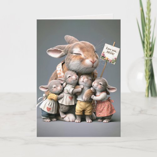 Bunny Family For Moms Birthday Card
