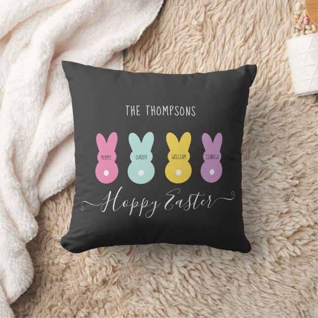 Bunny Family of 4 Easter Throw Pillow (Blanket)