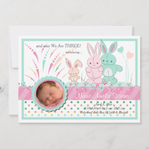 Bunny Family Photo Birth Announcement