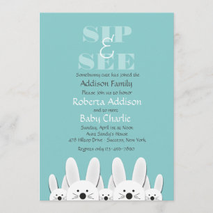 Bunny Family Sip and See Invitation