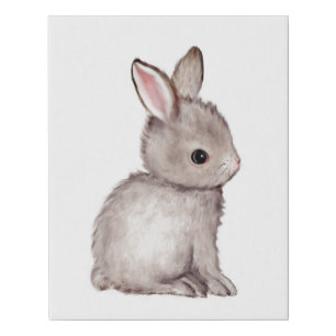 Bunny Faux Wrapped Canvas Print Nursery Decor