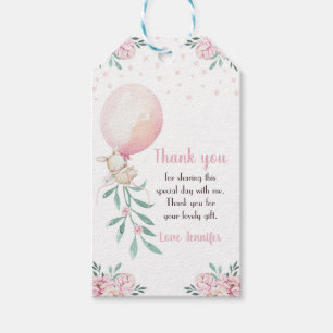 Bunny Favor Tags Girl Pink Balloon