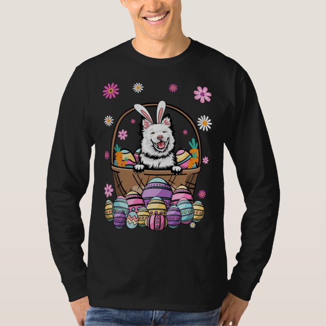 Bunny Finnish Lapphund Dog Happy Easter Day Lover  T-Shirt (Front)