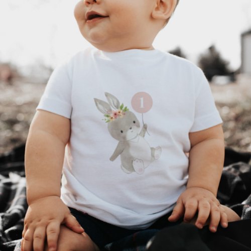Bunny First Birthday Baby T_Shirt