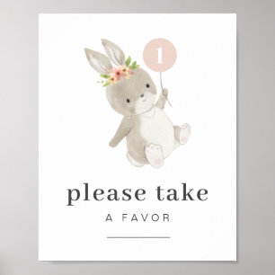 Bunny First Birthday Favor Sign