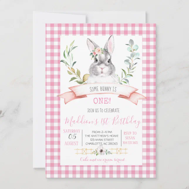 bunny first birthday invitation | Zazzle