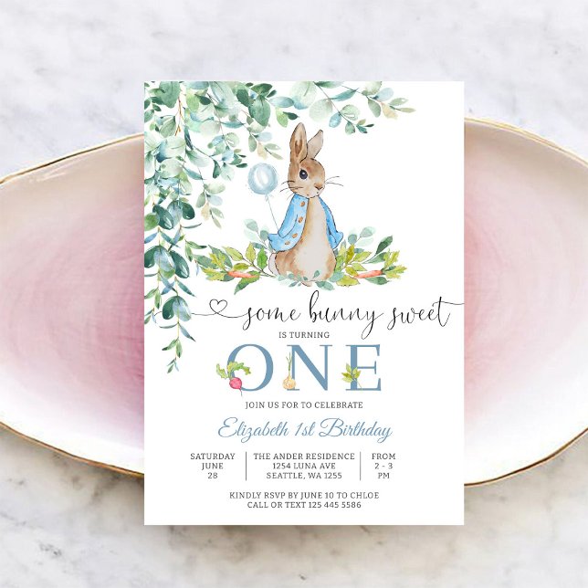 Bunny First Birthday Invitation (Creator Uploaded)